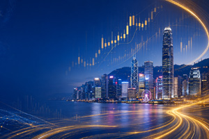 蓝色金融背景香港金融中心