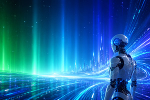 未来城市中的机器人守望者