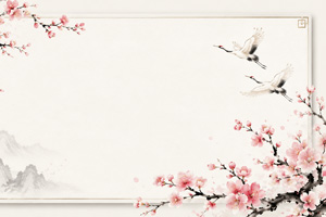 梅花与仙鹤的宁静画境