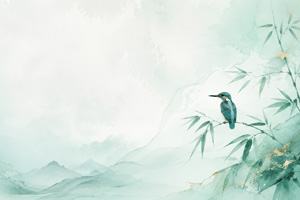 清新竹枝上的翠鸟