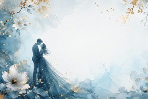 Romantic and dreamy blue and gold wedding backdrop