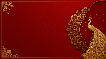 Luxurious Red and Gold Peacock Design