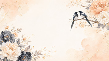 Dreamy Watercolor Flower and Bird Painting