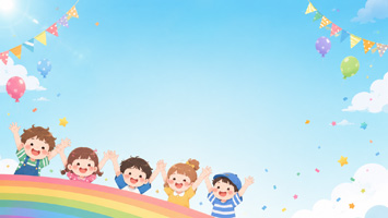 欢乐庆典中的彩虹与孩子们