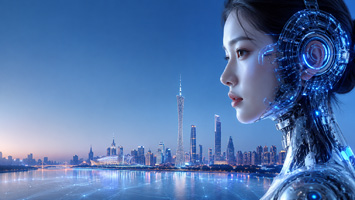 未来城市中的赛博女神