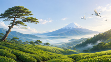 宁静山水与飞鸟