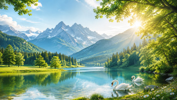 宁静的湖畔与白天鹅