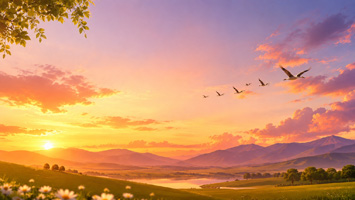 夕阳下的田园风光