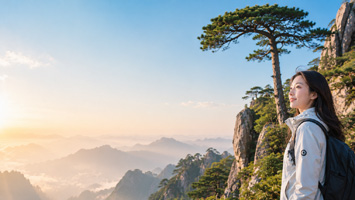 宁静山景中的远眺时刻