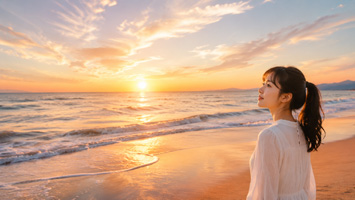 海边日落的宁静时刻