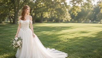 A Romantic Wedding Scene Bathed in Sunlight