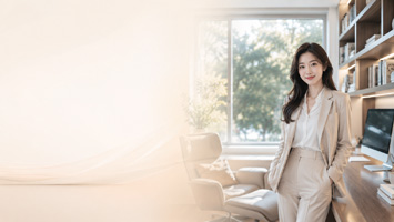 温暖现代办公空间中的优雅女性