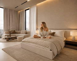 A cozy, minimalist modern bedroom