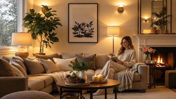 A cozy and comfortable modern living room.