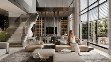 Spacious living room in a modern minimalist style
