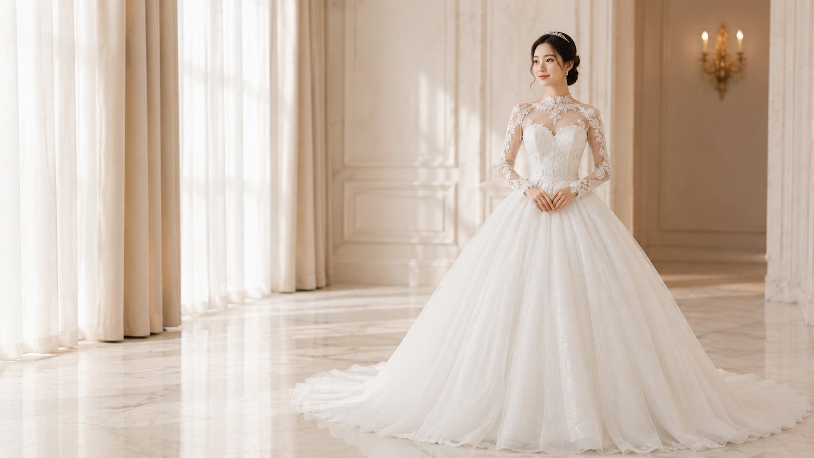 优雅婚纱与豪华大厅