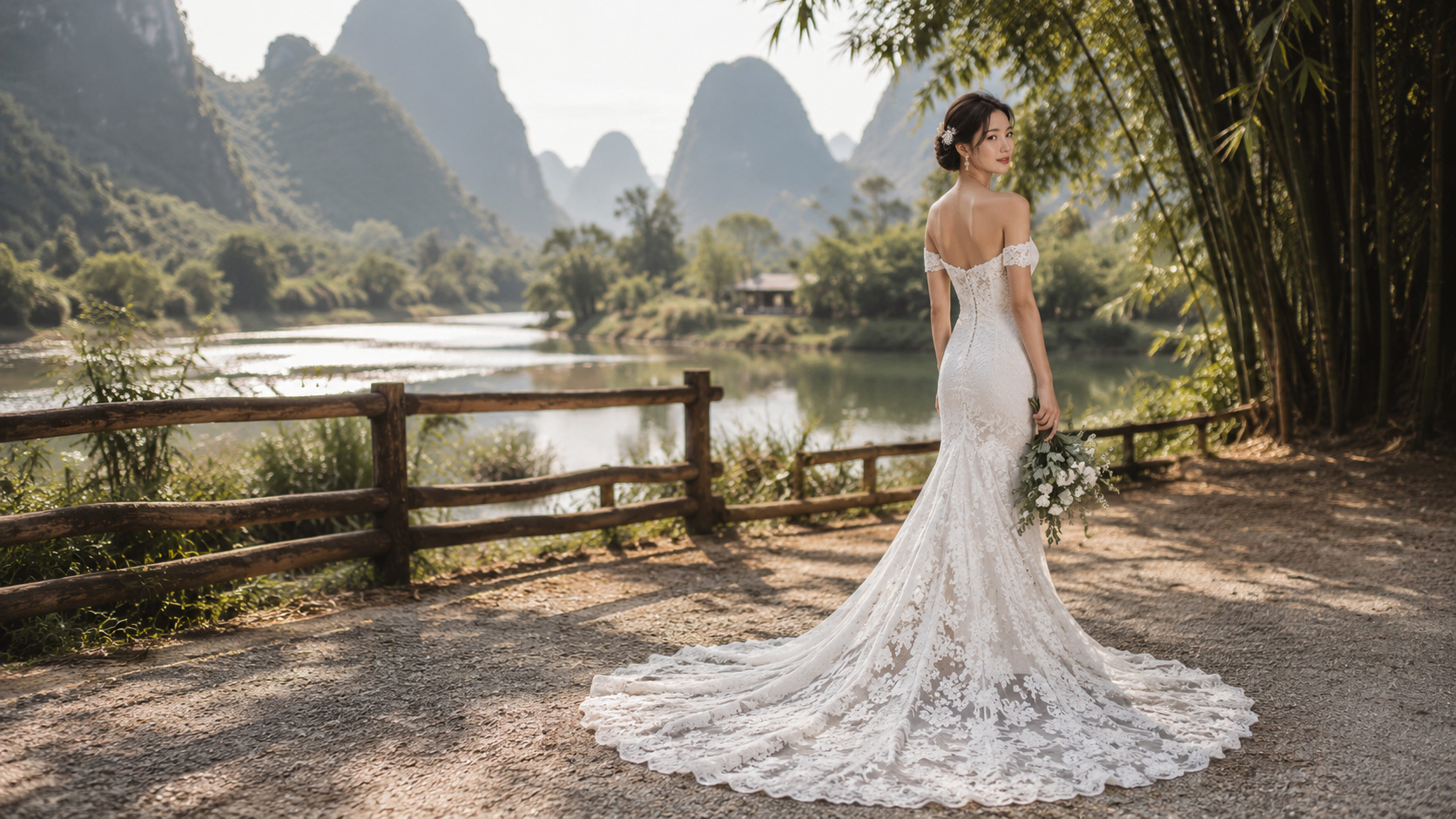 河畔婚纱美照